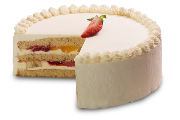 Vanilková torta bezlepková s banánmi a jahodami